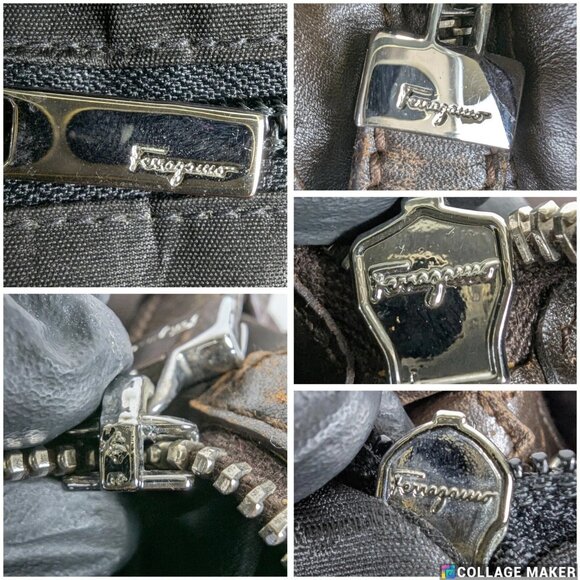 FERRAGAMO Vara Bow Solid Knit Nylon Designer Formal Medium Brown Hobo Charm BAG - Picture 6 of 16